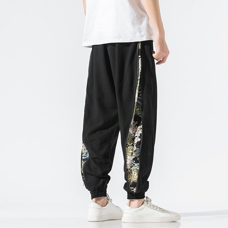 [Sumi Series]★China style pants★Bottoms Unisex Men's Large Size Black Black Switching