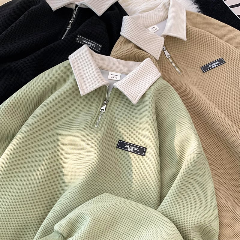 [SENSU Series]★POLO shirt★ 3color tops, long sleeve tops, unisex, men's, simple, easy to match