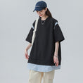 Gallery viewerに画像を読み込む, 【CHAOMEICHENシリーズ】★Tシャツ★ 2color トップス 男女兼用 メンズ 夏服 半袖Tシャツ フェイクレイヤード 黒 白
