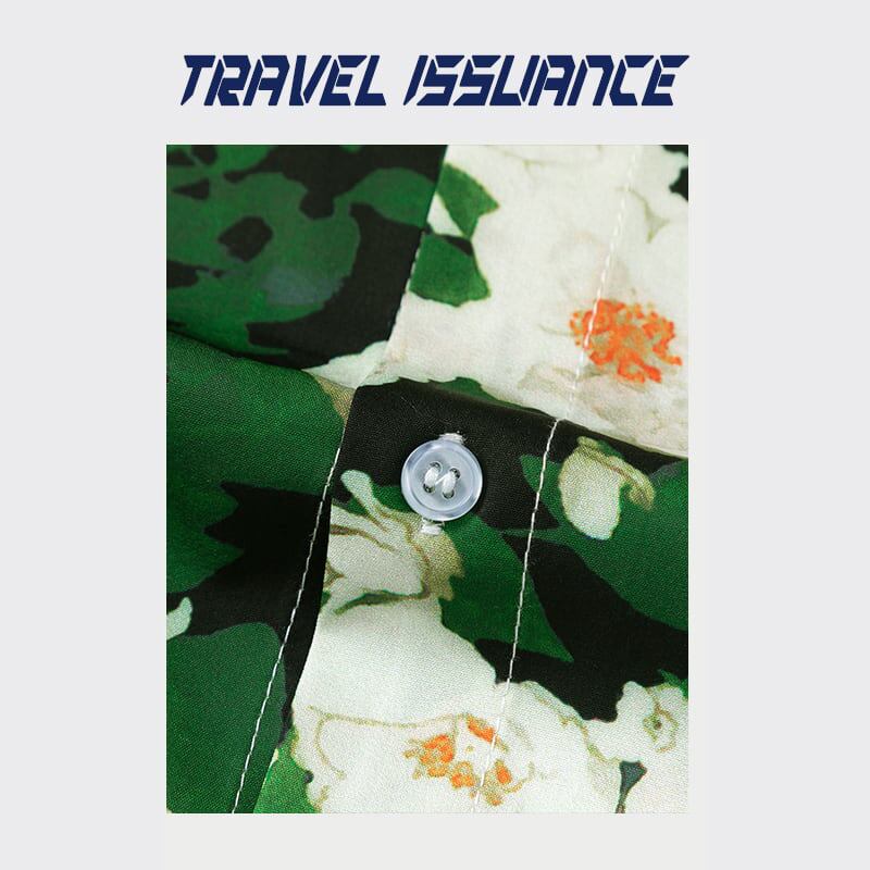 [TRAVEL ISSUANCE Series]★Retro Shirt★ Print Short Sleeve Tops Unisex ML XL 2XL Green Green