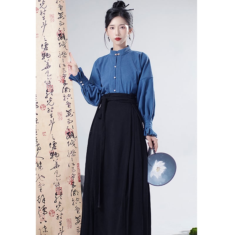 [WUJIA Series] ★Chinese style skirt★ Maki skirt Hanfu skirt Bottoms Black Black