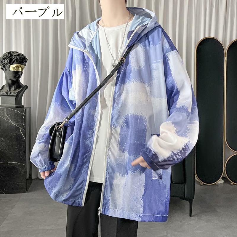 [PV Series] ★Thin outerwear★ 3color tops jacket, unisex, loose, sun protection, blue, gray, purple