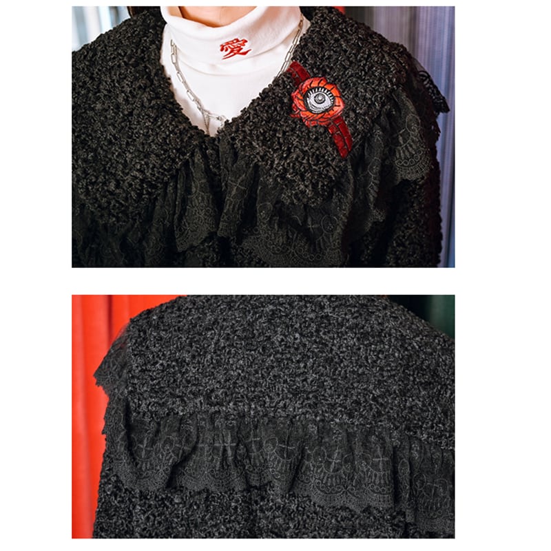 [Old Monster---Eyeball Rose Series] ★China style coat★ Winter coat, thick, warm, winter clothes, embroidery, black, black