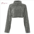 Load image into Gallery viewer, Autumn/Winter Tops Women's Fashion Solid Color Excellent Slimming Effect Striped Pattern High Neck Gray Black White
