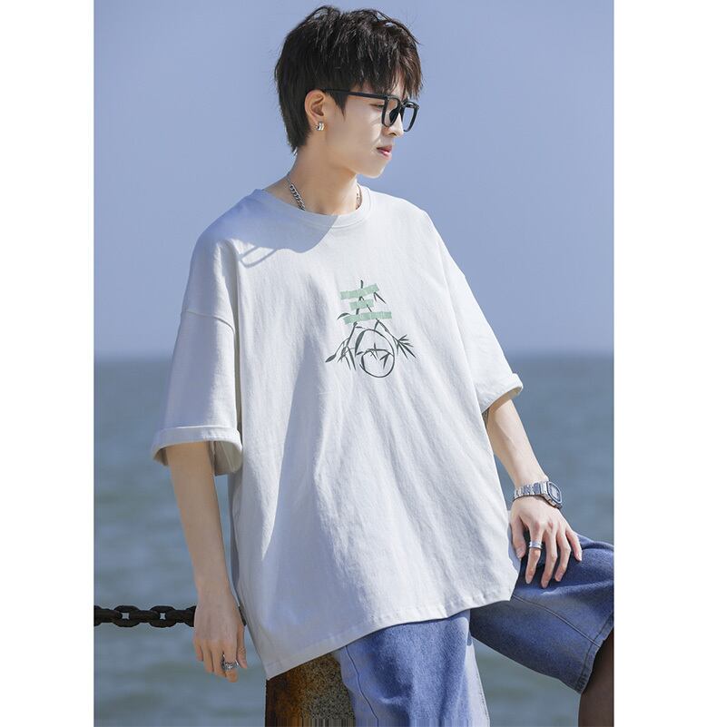 [MANYSTON Series]★T-shirt★ Tops 3color Unisex Men's Short Sleeve White Black Green