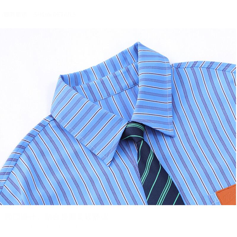 [Escaped Earth Series]★Shirt with tie★ 3color tops, short sleeve shirt, unisex, men's, vertical stripes, striped pattern, loose fit