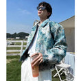 Load image into Gallery viewer, [Hisho Series] ★Floral pattern jacket★ 2color oil painting style outerwear unisex men's green blue short length
