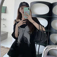 Load image into Gallery viewer, [MANBAO series] ★T-shirt★ Tops, short sleeve T-shirt, off-the-shoulder summer clothes, butterfly, cute, black, black, sexy
