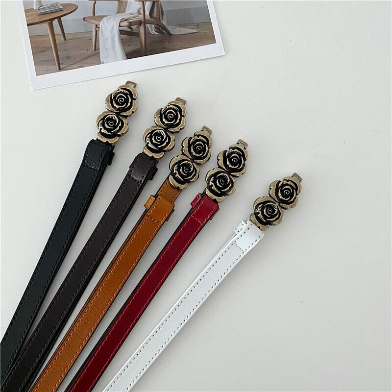 [Yuwei Series]★Belt★ 6color Accessories PU Alloy Rose Accessories Black Black Black White Red Brown