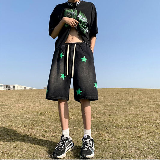 [NANSHI Series] ★Shorts★ Denim pants 2color Casual Unisex Men's Simple Star Summer Clothes Black Brown