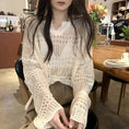 Load image into Gallery viewer, [Saikusou Series] ★Sweater★ 3color Knit Tops Openwork Mini Length Loose V Neck Beige Simple
