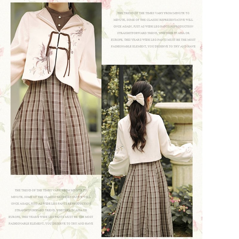 [Agoya Yui Series]★Chinese style setup, single item order★ Dress or outerwear, Chinese clothes, plaid pattern