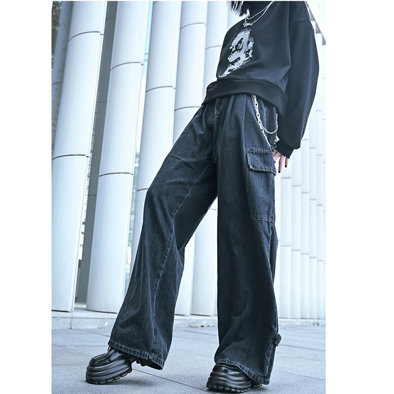 [Old Monster---Fugitive Coastline Series] ★Denim pants★ Casual pants Gaucho pants Harajuku style Street