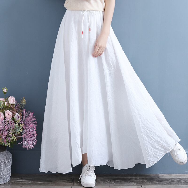 [Qing series] ★China style skirt★ 4color bottoms cotton linen plain simple easy to match