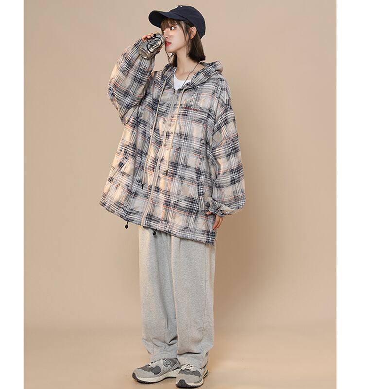 [Fujiiman Series] ★Jacket★ 3color Tops Outerwear Unisex Men's Large Size Plaid Pattern Loose