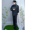 Load image into Gallery viewer, [Kuraho Koya Series]★China style trousers★Bottoms Bamboo embroidery Unisex Men's Black Black
