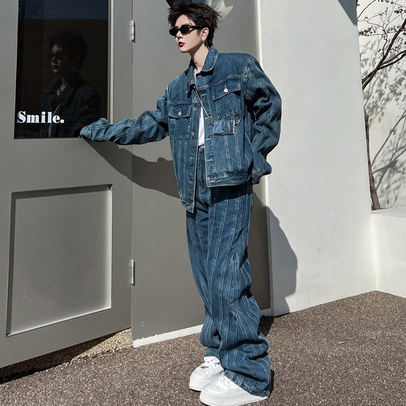 [Image Series]★Setup★ Jacket + Trousers 2-piece set Unisex Men's Denim Spring Clothes Stylish