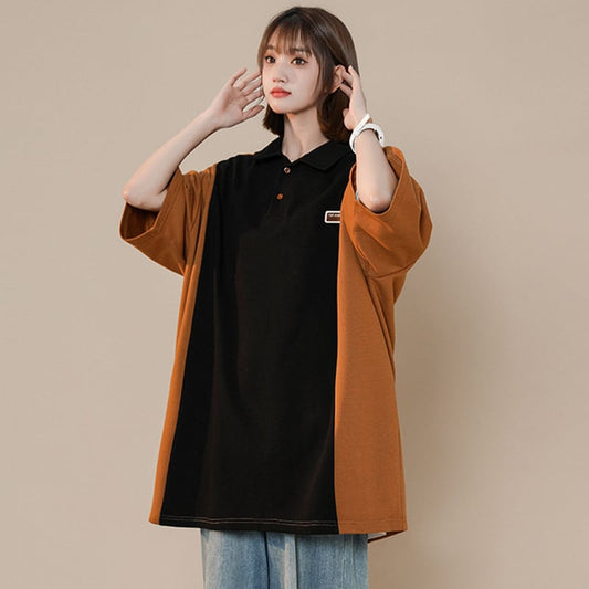 [GEBOXUAN series]★POLO shirt★ 2color short sleeve tops unisex men's color scheme summer clothes beige black