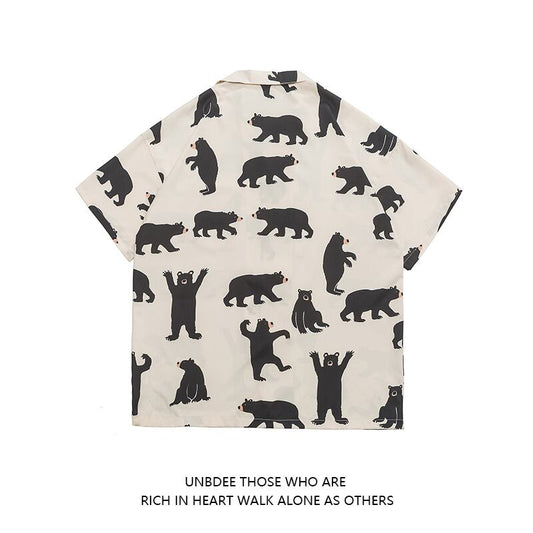 [UNBDEE Series]★Shirt★ Tops Unisex Men's ML XL 2XL Short Sleeve Shirt Summer Clothes Bear Cute Animal Pattern