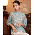 Load image into Gallery viewer, [FEXIAOYUAN series]★China style tops★ Shirt Improved temperament Improved Tang suit Thin Republic style Blue Blue Crane
