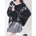 Load image into Gallery viewer, [Nekogan Series]★Sweater★ 2color Black or Gray Tops V-neck Fluffy Loose Black Date Cute
