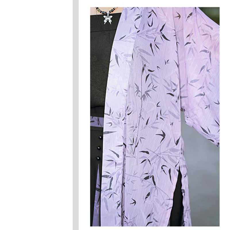 [Kokaisha --- Bamboo Series] ★China-style happi coat★ Thin outerwear Sun protection chiffon Original Purple