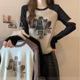 Gallery viewerに画像を読み込む, 【XIMILUシリーズ】★Tシャツ★ 3color トップス 長袖 ネコ ねこ 猫 着痩せ スリム ブラック ホワイト ブラウン
