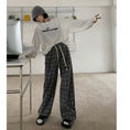 Load image into Gallery viewer, [Kumikumi Series] ★Casual Pants★ 2color Bottoms Trousers Casual Plaid Pattern Black Coffee Color Elastic Waist
