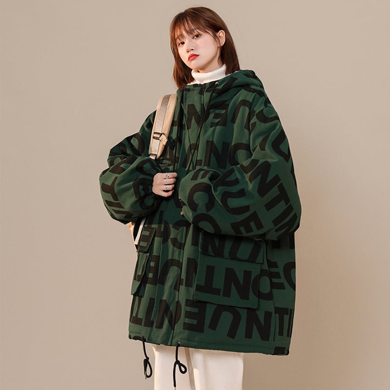 [Morimoto Series] ★Winter Coat★ 2color Thick Warm Unisex Men's Alphabet Black Green