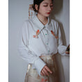 Load image into Gallery viewer, [Big Fish Series]★China Style Shirt★ Tops Goldfish Women's Long Sleeve Shirt Embroidery Large Size White White
