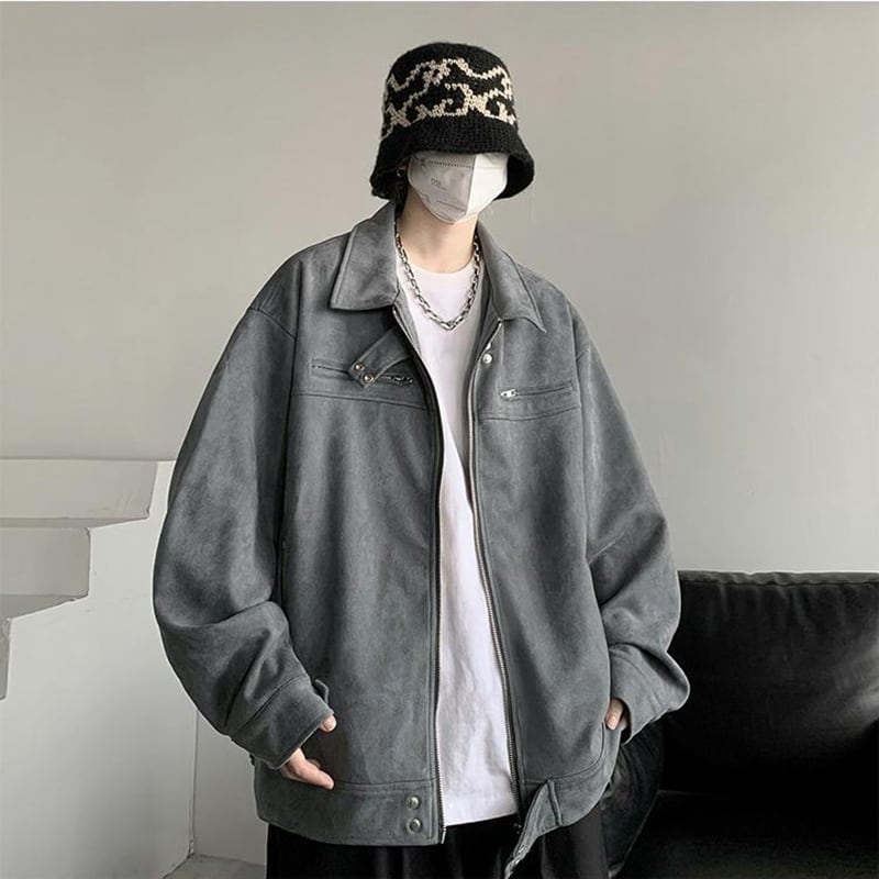 [TIAOTA series]★Jacket★ 3color outerwear unisex men's green black gray suede