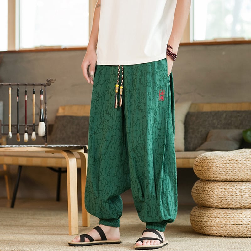 [YISHUO Series] ★Pants★ 3color Tops Unisex Men's Large Size Loose Black Green Gray