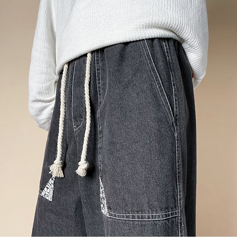 [Kouisha Series] ★Denim pants★ 2color bottoms pants unisex men's black blue black blue