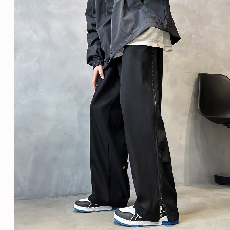 [Leonbinno Series] ★Casual Pants★ Brushed lining 2color Bottoms Pants Unisex Men's Light Gray Black