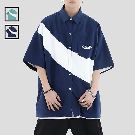 [Istudios Series]★Shirt★ 2color Tops Color Scheme Fashion Unisex Men's Short Sleeve Tops