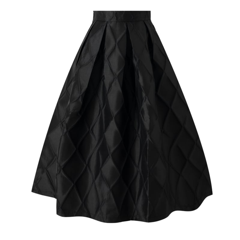 [MOERBEN Series] ★Skirt★ Bottoms High waist Improves temperament Check pattern Black Black Easy to match