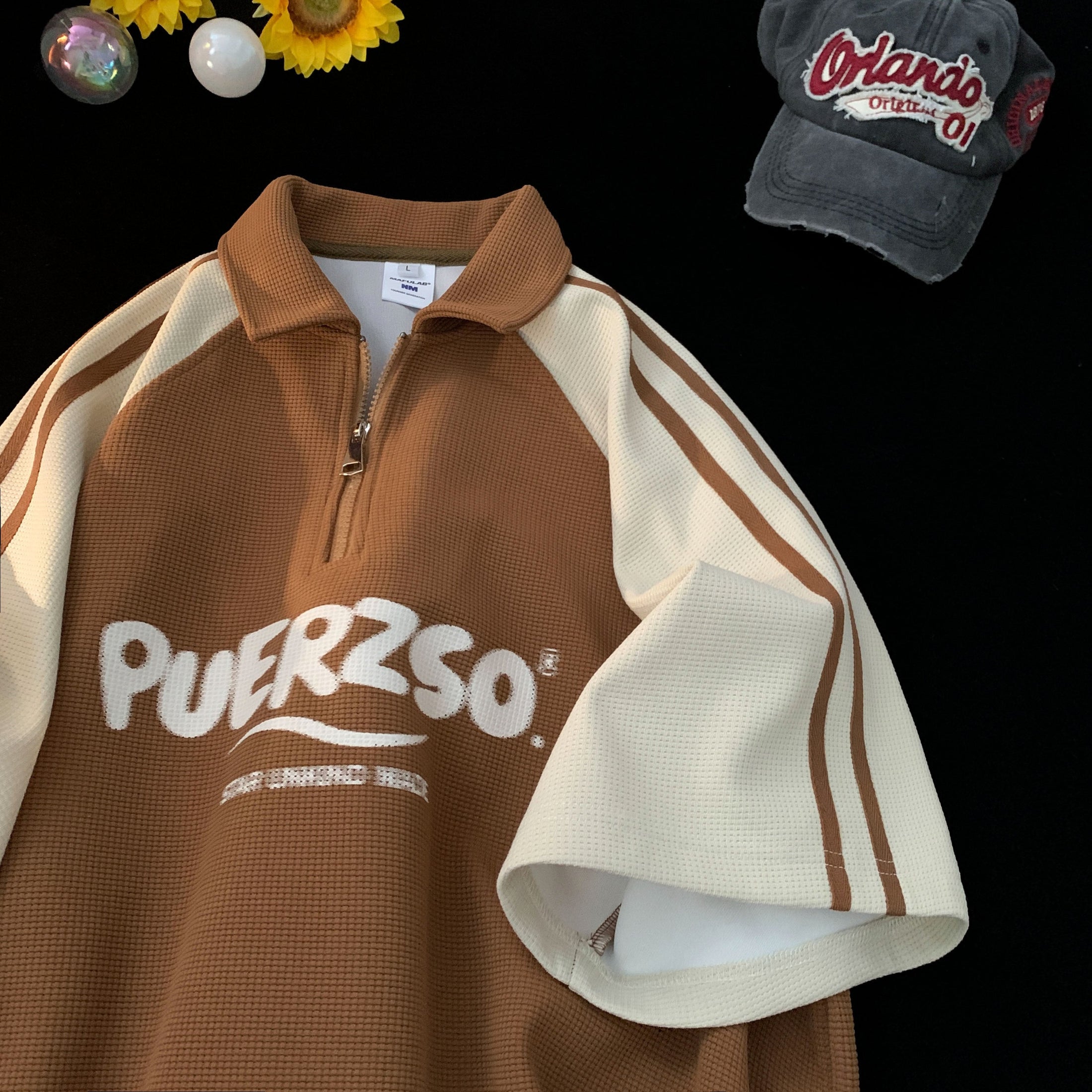 [PANGPNAG series]★POLO shirt★ 3color short sleeve tops unisex men's color scheme brown beige dark gray