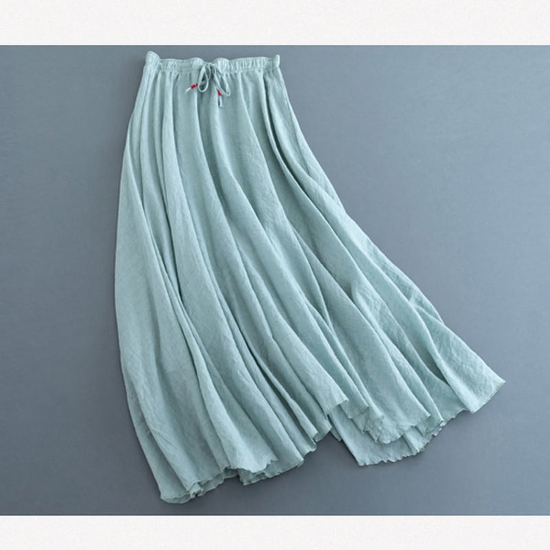 [Qing series] ★China style skirt★ 4color bottoms cotton linen plain simple easy to match