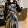 Load image into Gallery viewer, [Dong Xiaojie Series] ★Checked dress★ Large size, fake layered, slimming, retro, cute, easy to match
