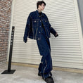 Load image into Gallery viewer, [Illustrated series]★Setup★ Jacket + pants 2-piece set Unisex Men's Denim Cool Blue Blue
