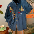 Load image into Gallery viewer, [C2 Studios Series] ★Embroidery Shirt★ Denim Shirt Cat Cat Tops Unisex Blue Blue Men's Cute
