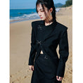 Load image into Gallery viewer, [Daiseiryusu Series]★China style blazer★Outer slim switching retro black black irregular
