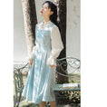 Load image into Gallery viewer, [Calligraphy series] ★Chinese style dress★ Embroidery fake layered republican style color scheme Blue Blue SML XL
