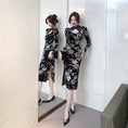 Load image into Gallery viewer, [Hundred Minute Eight Series] ★Floral pattern cheongsam★ Velvet, slimming, sexy, black, black SML, easy to match
