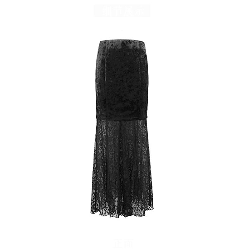 [Daiseiryusu Series] ★China style skirt★ Bottoms velvet lace switching original black black sexy