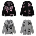 Load image into Gallery viewer, [KKYESIOU Series]★Sweater★ 2color Cardigan Tops Unisex Men's Butterfly Black Gray
