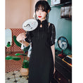 Load image into Gallery viewer, [Kokaisha---Kyouka Suigetsu Series]★China-style dress + belt★Cheongsam dress slimming black black
