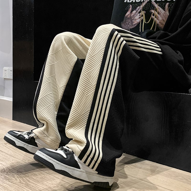 [YANDA Series] ★Casual Pants★ 3color Pants Bottoms Unisex Men's Vertical Stripes Striped Pattern Easy to Match