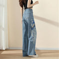 Load image into Gallery viewer, [HANMOYAN Series]★Denim Pants★ Trousers Bottoms Embroidery Phoenix Spring/Summer Slimming Ladies Blue Blue
