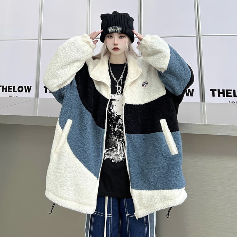 [Style Series] ★Outer★ 2color Jacket Unisex Men's Color Scheme Black Blue Black Blue ML XL 2XL